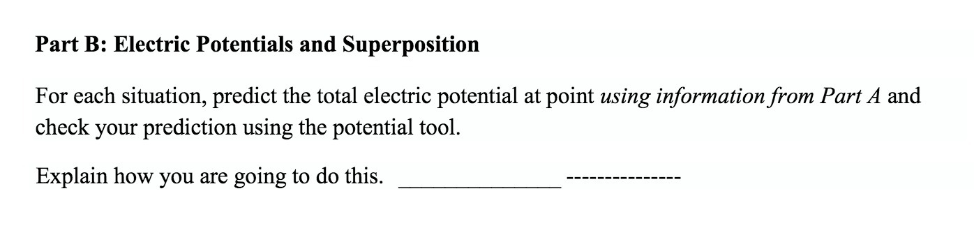 total electric potential at point using information from Part A and check