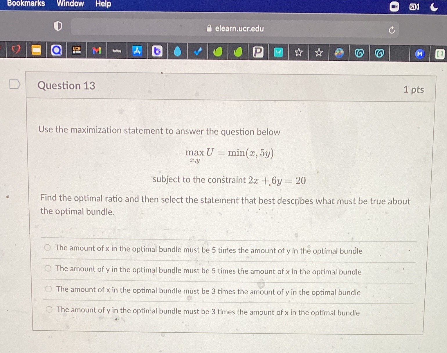 8 elearn.ucr.edu D Question 13 Use the maximization statement to answer