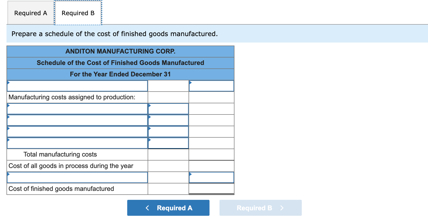 Direct materials used. 3. Payments of direct labor payrolls. 4. Direct labor
