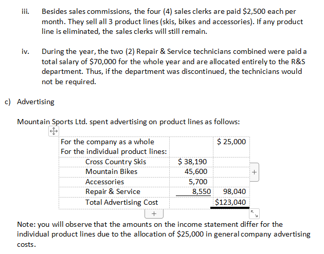 relates to operating expenses: a) Employees are paid fixed monthly salaries supplemented