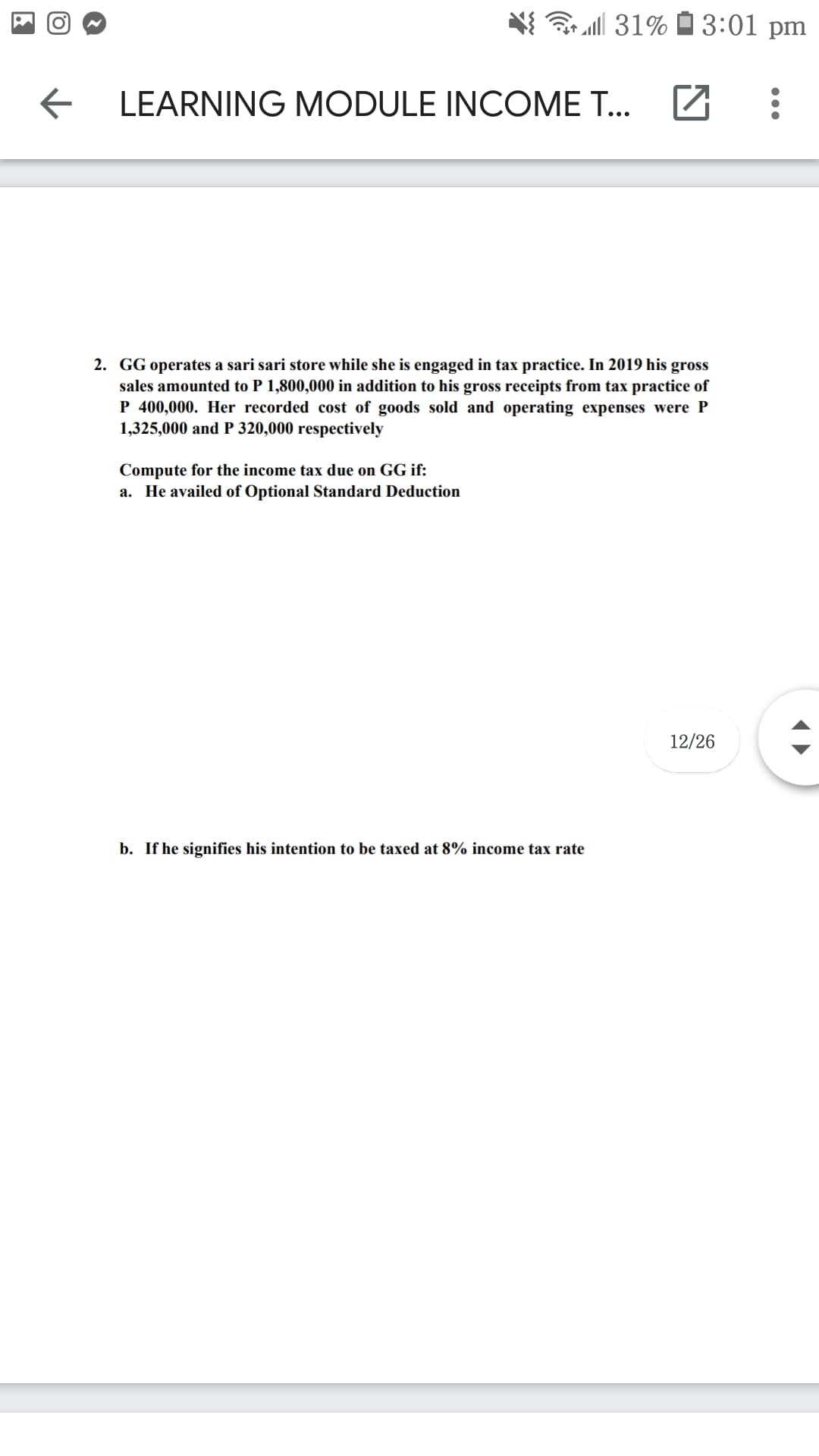 activity. Below is the problem and other concerns will be in the