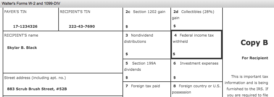 Brush Street, #52B furnished to the IRS. If possession you are required