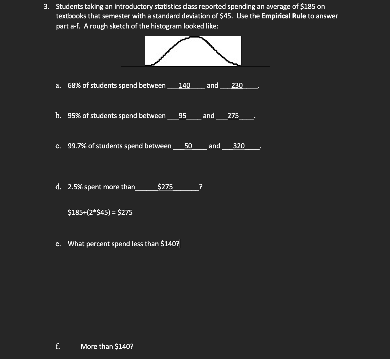 Use the Empirical Rule to answer part a-f. A rough sketch of