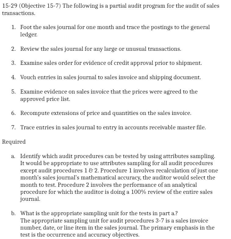 the audit of sales transactions. 1. Foot the sales journal for one