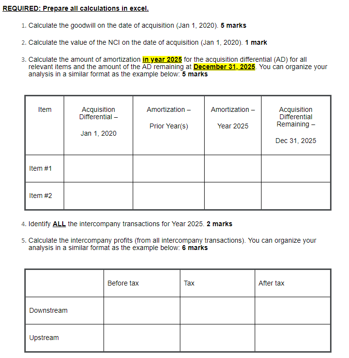 details below directly in your excel. Consolidated FIS (47 marks} Par Inc.