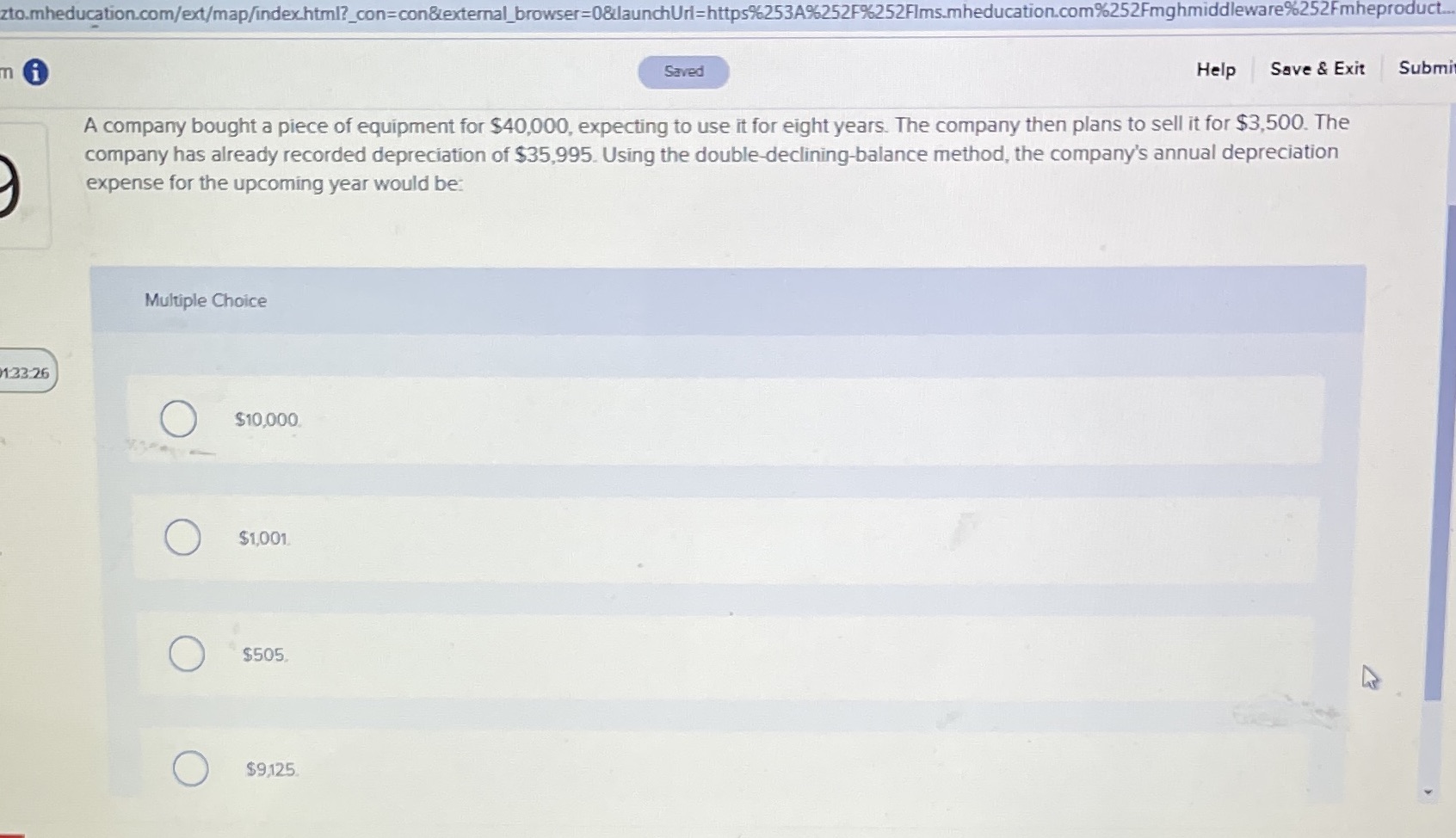 piece of equipment for $40,000, expecting to use it for eight years.