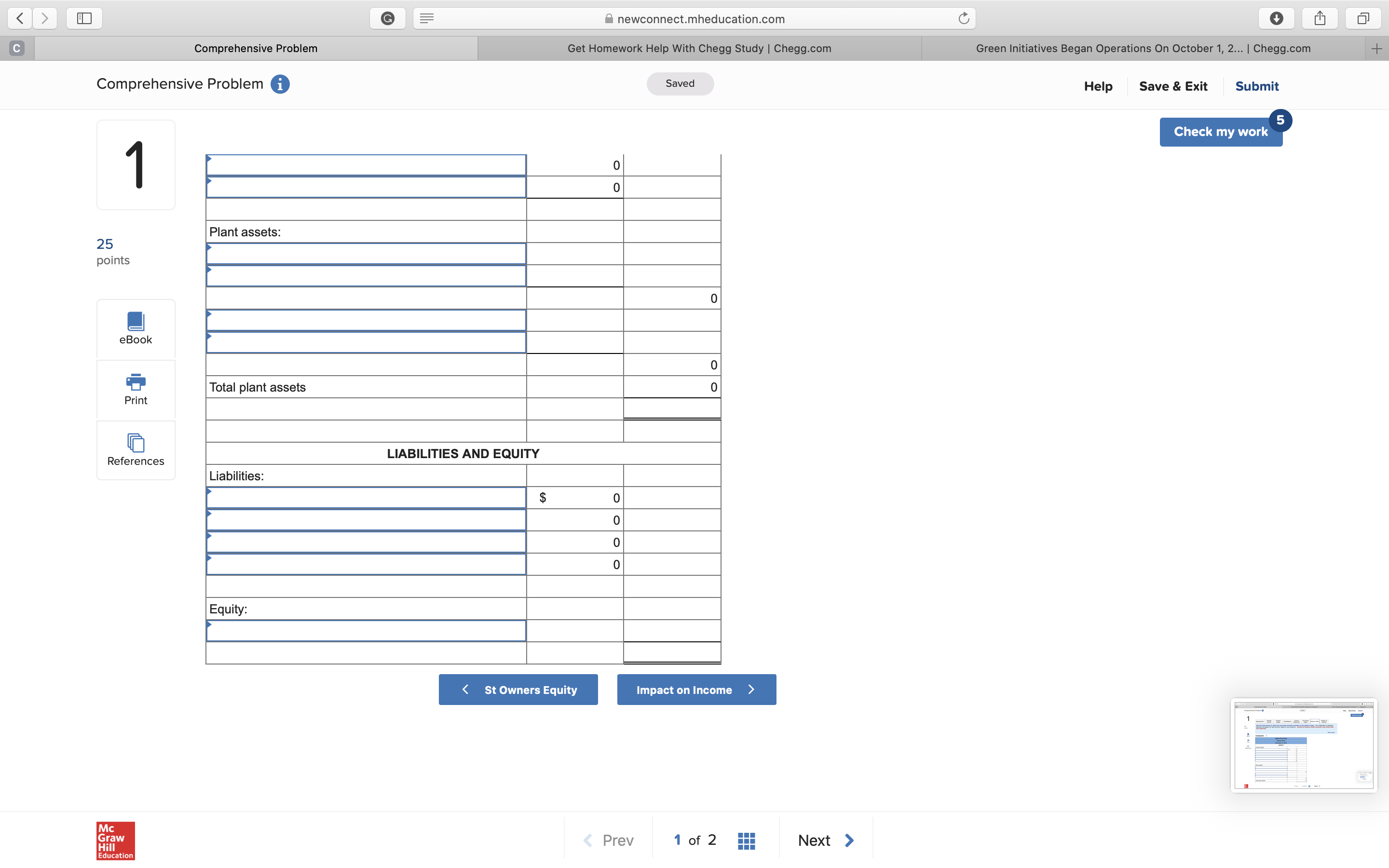 2... | Chegg.com Comprehensive Problem i Saved Help Save & Exit Submit