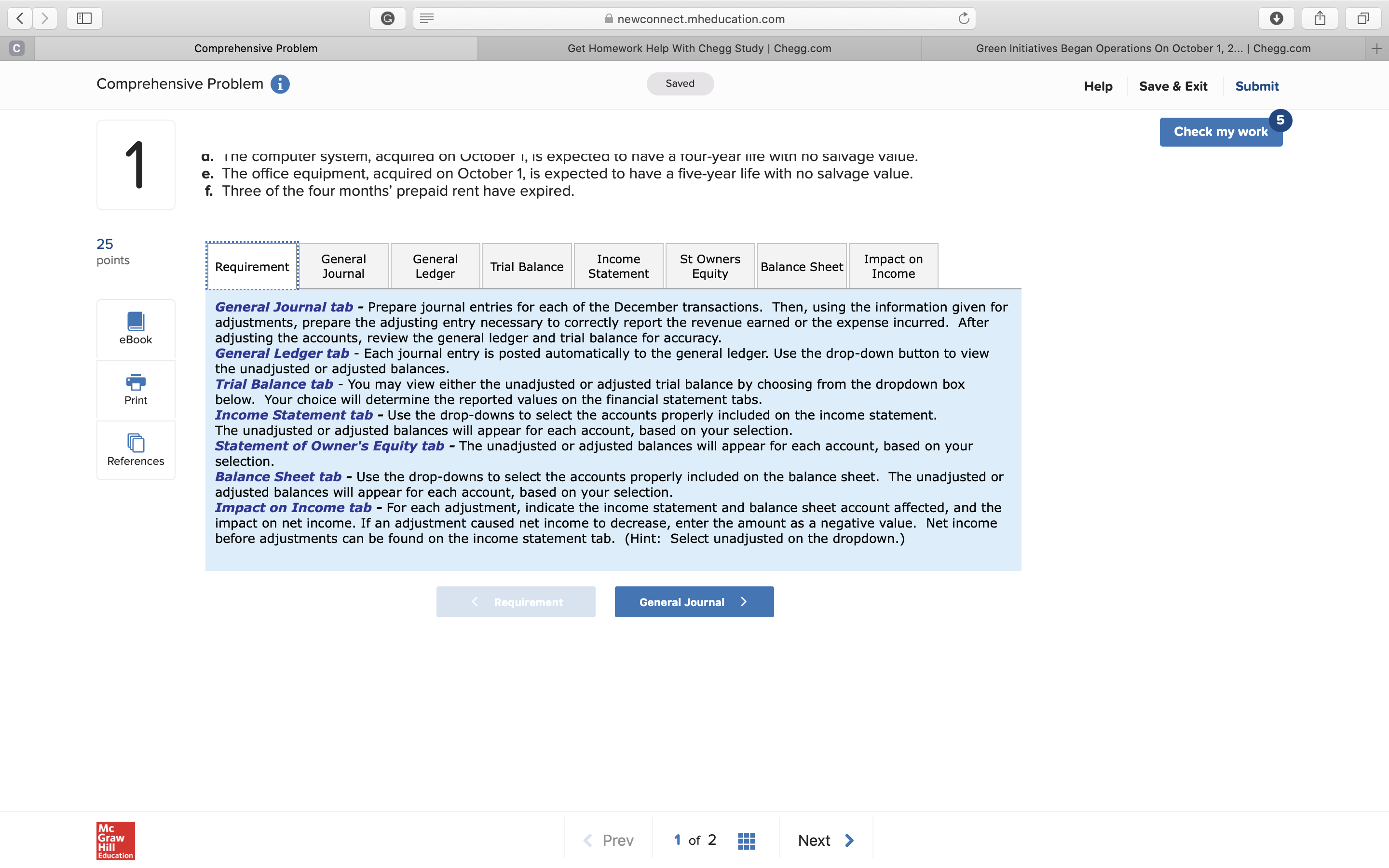 tab. Record the following transactions and events for December, 2019. 25 Dec.