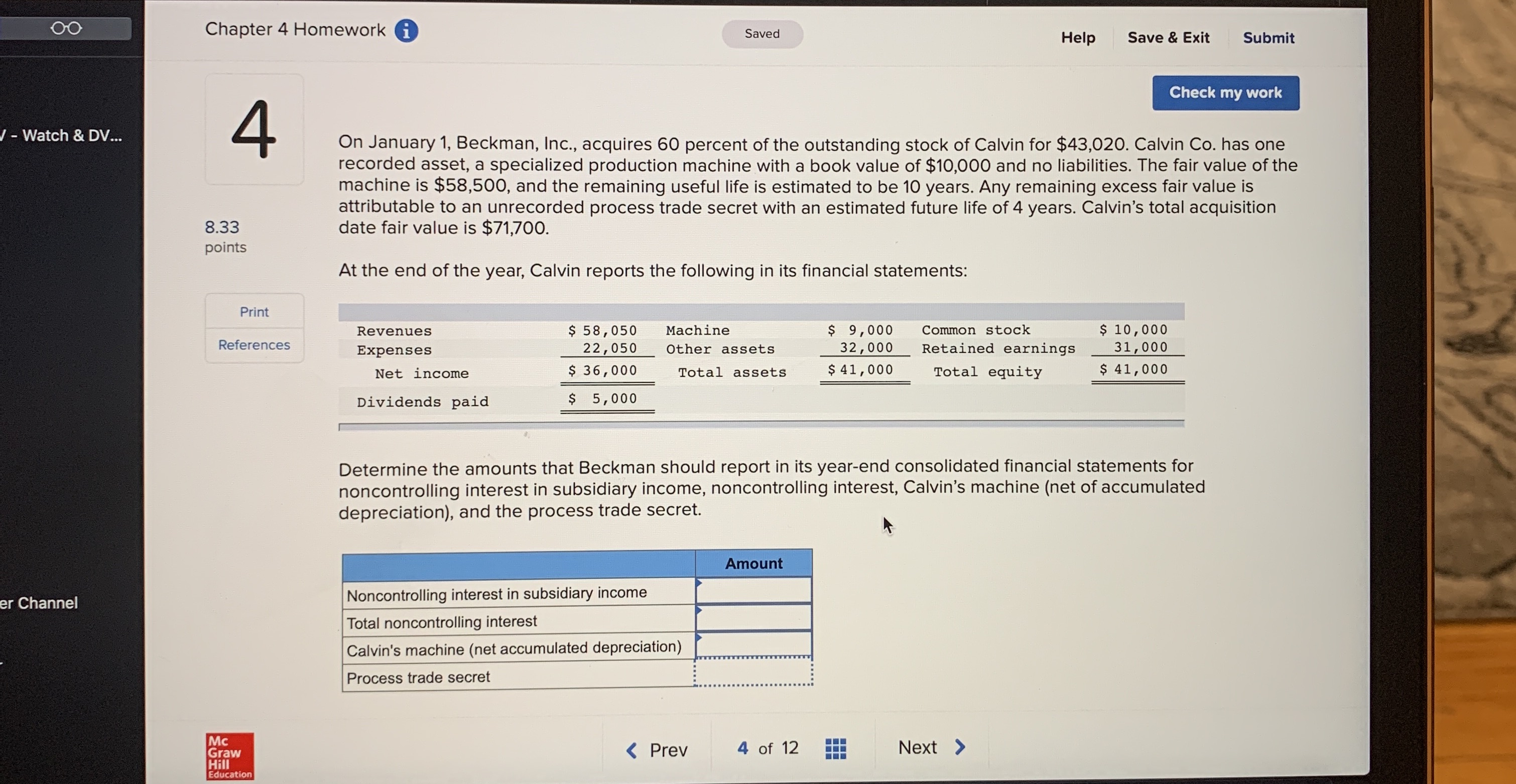 Accounting Watch & Chapter 4 Homework 0 ' References Help Saveluixlt '5