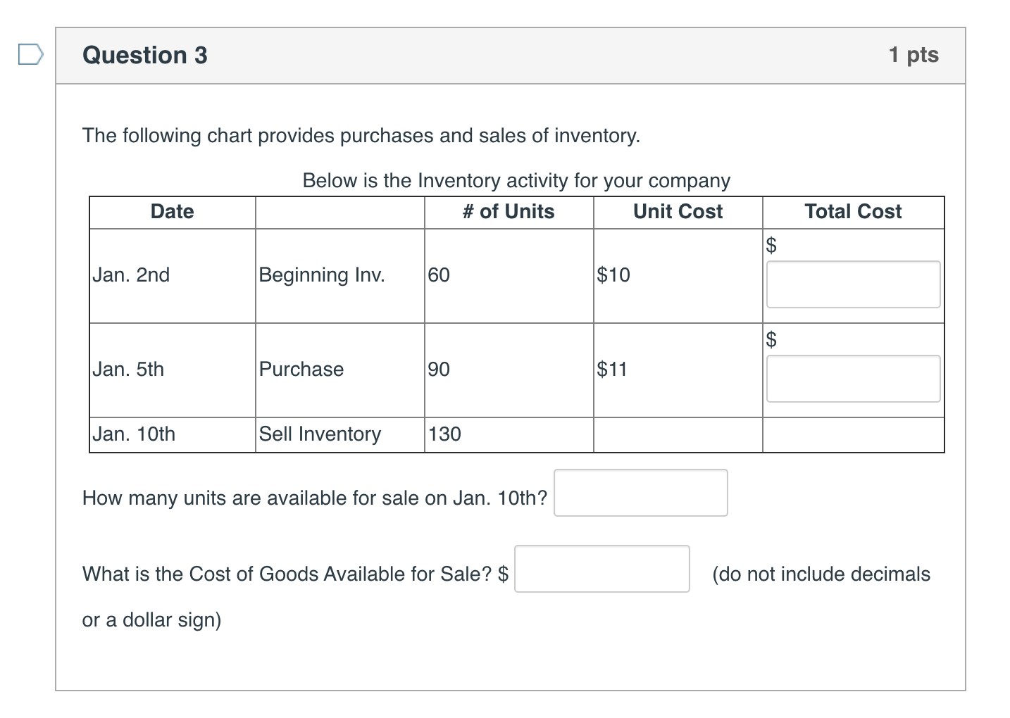 Need help solving this please The following chart provides purchases and sales