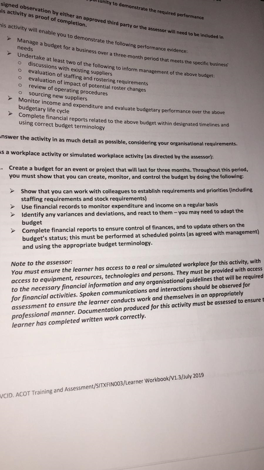 completion. signed observation by either an approved third party or the assessor