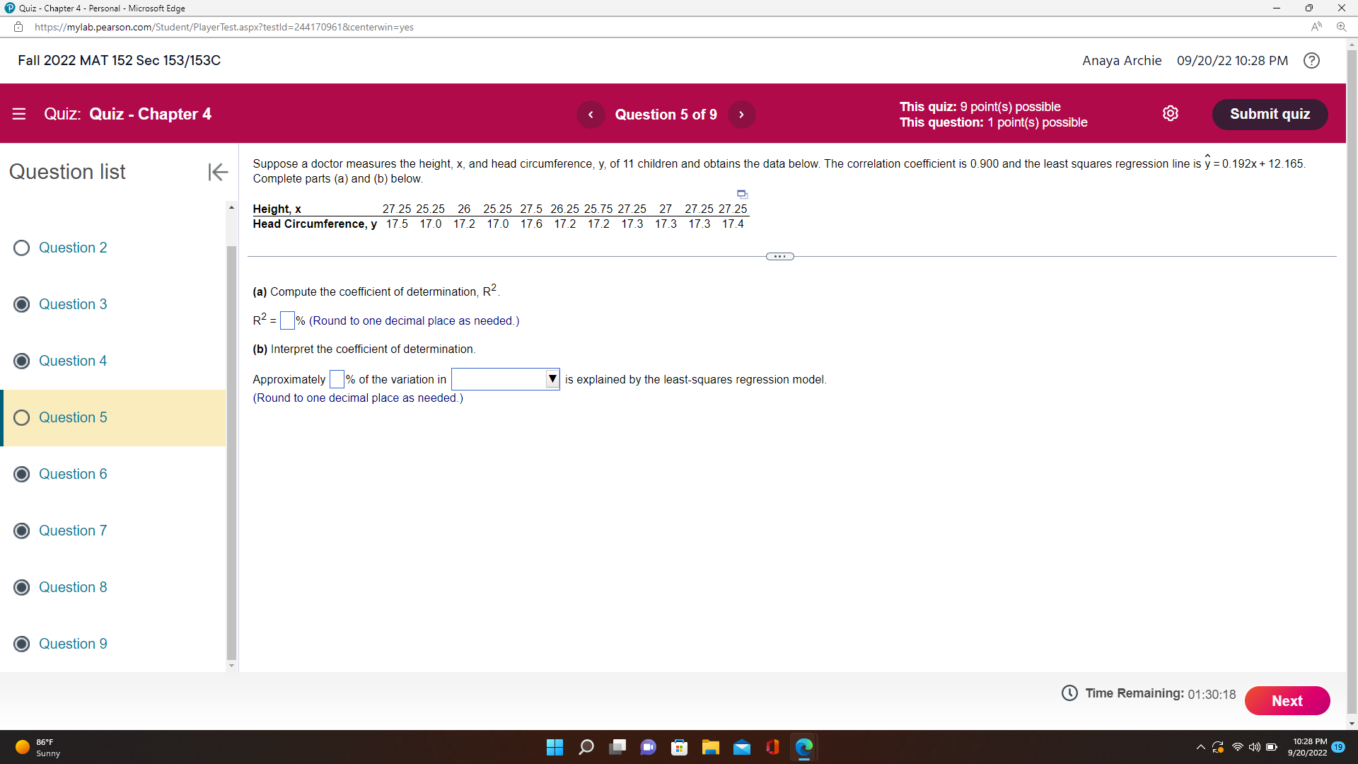  Quiz - Chapter 4 - Personal - Microsoft Edge X @