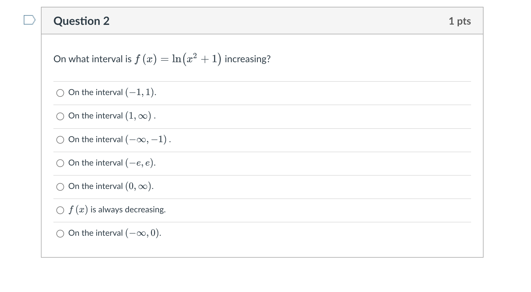 the interval (1, 1). 0 On the interval (1, oo) . 0