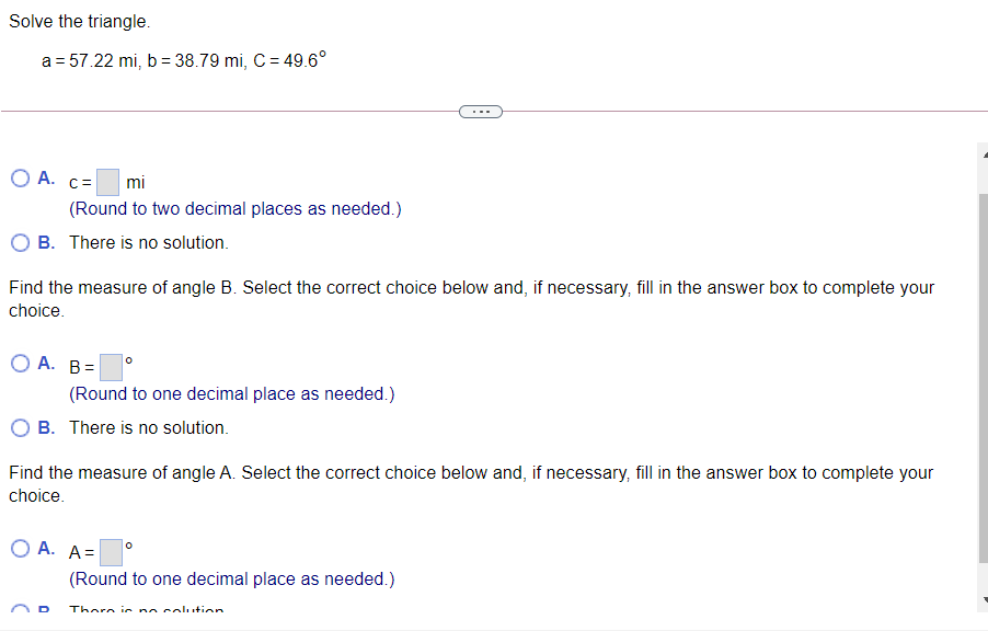 C = 49.60 O A. C= mi (Round to two decimal places