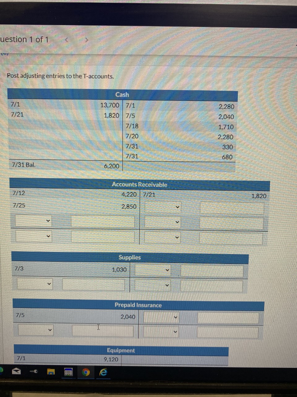 How do I put this information into a t accounts chart? Don't
