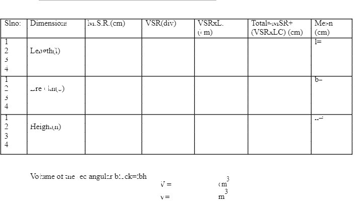 Slno: 2 4 3 4 Dimenslo-.l Len thc.) He igh.vl) Volume ot