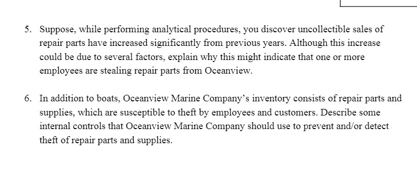 5. Suppose , while performing analytical procedures , you discover uncollectible