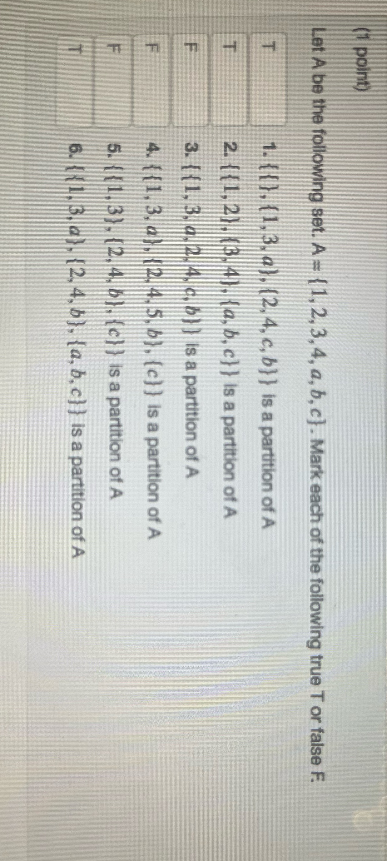  (1 point) Let A be the following set. A = {