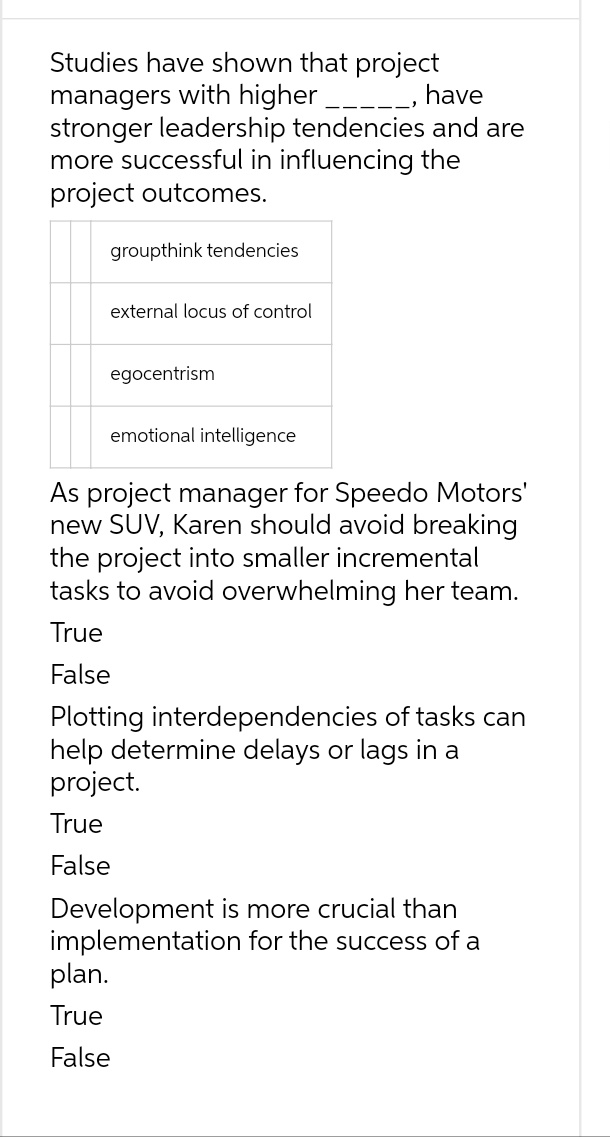 Studies have shown that project managers with higher _____ , have