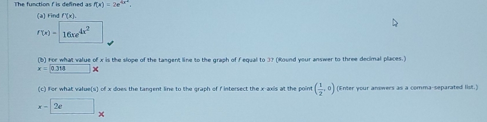 answer 1 is solved The function fis defined as ((x) = 2ex.