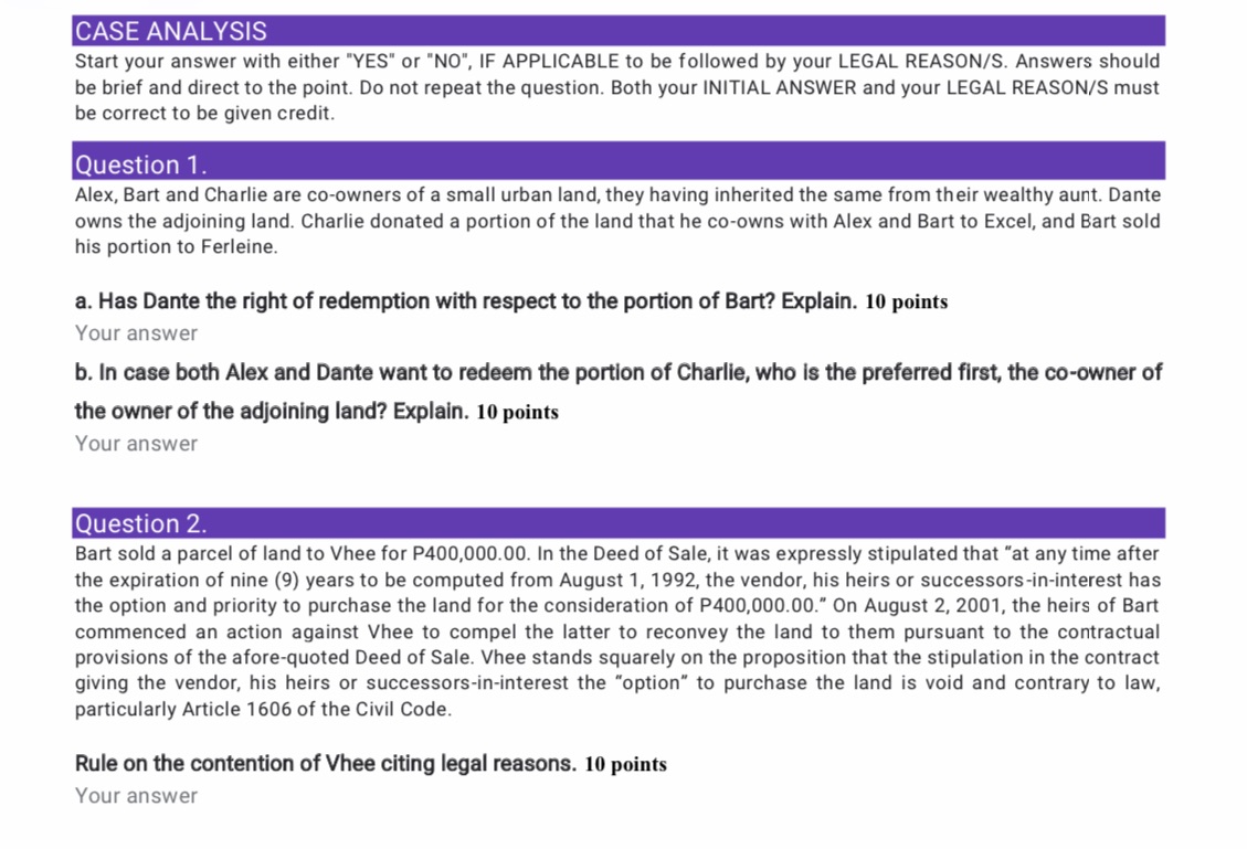 CASE ANALYSISStart your answer with either "YES" or "NO", IF APPLICABLE to