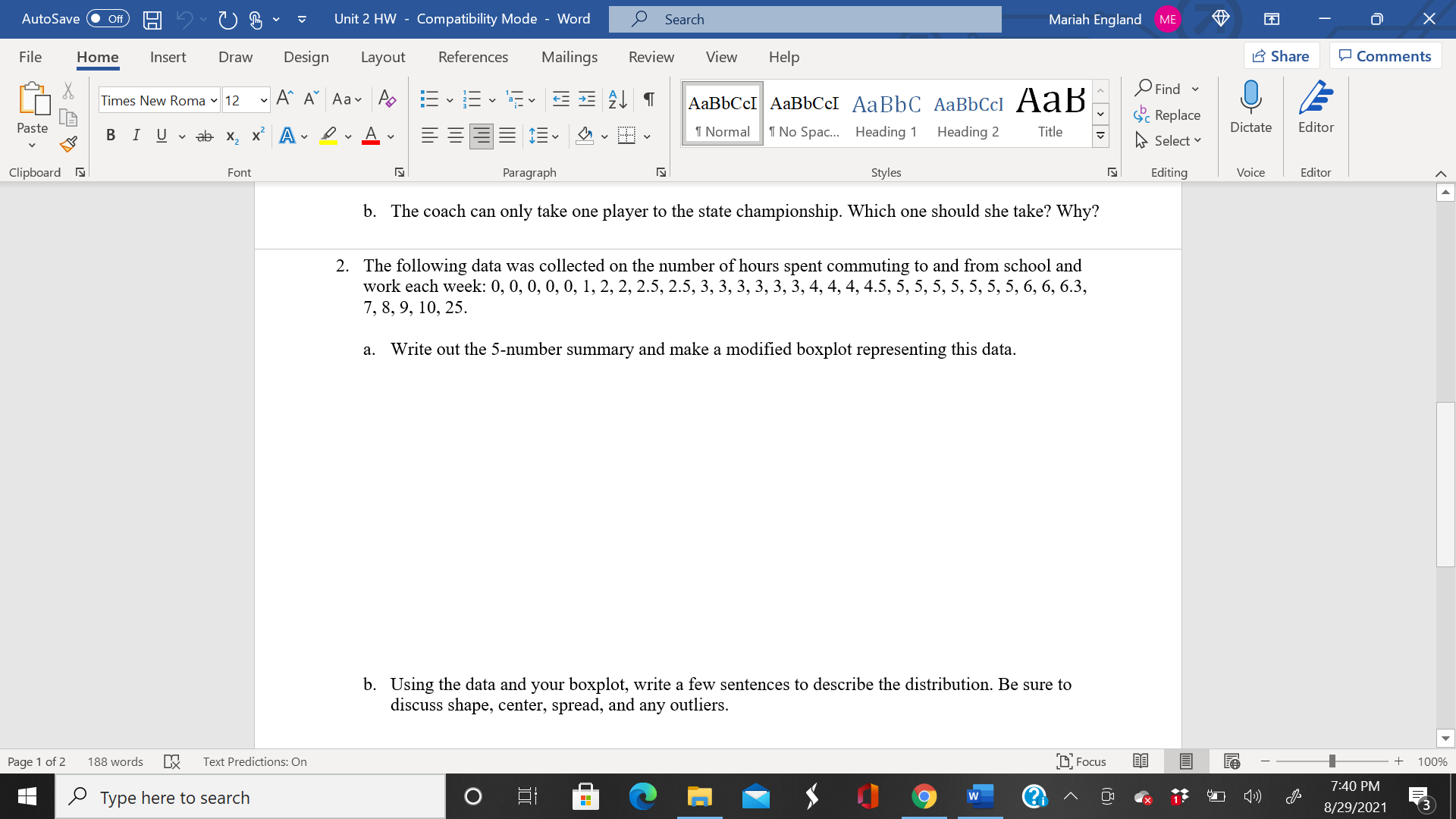 - Word 9 Search Mariah England ME X File Home Insert Draw