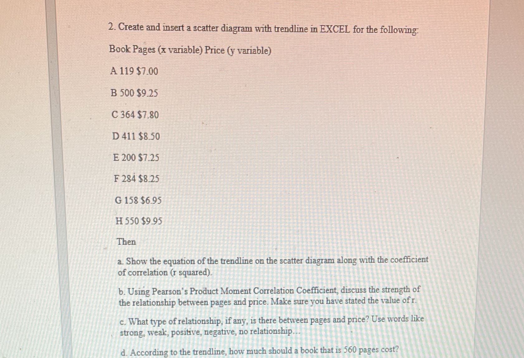  2. Create and insert a scatter diagram with trendline in EXCEL