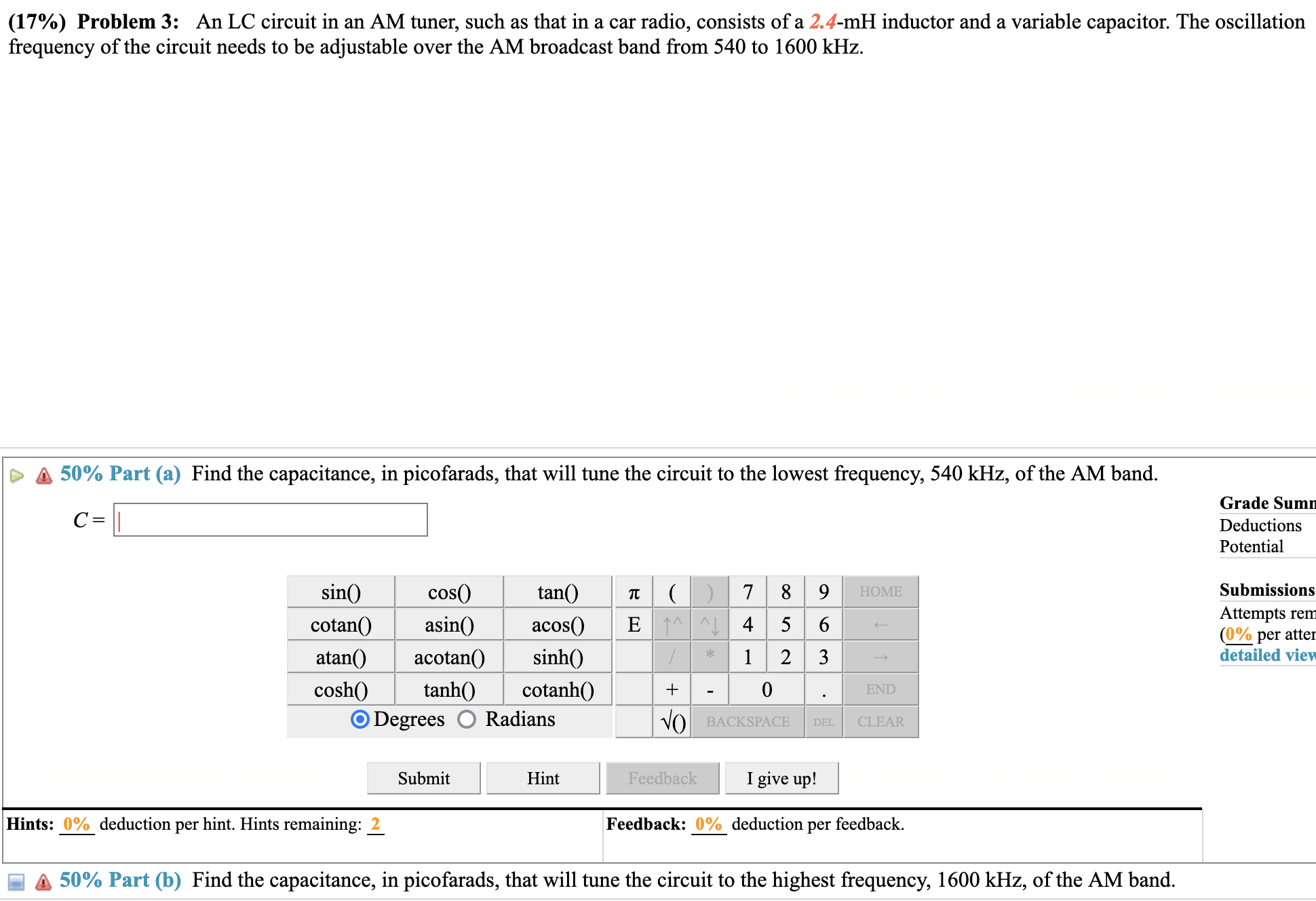 as that in a car radio, consists of a 2.4-mH inductor and