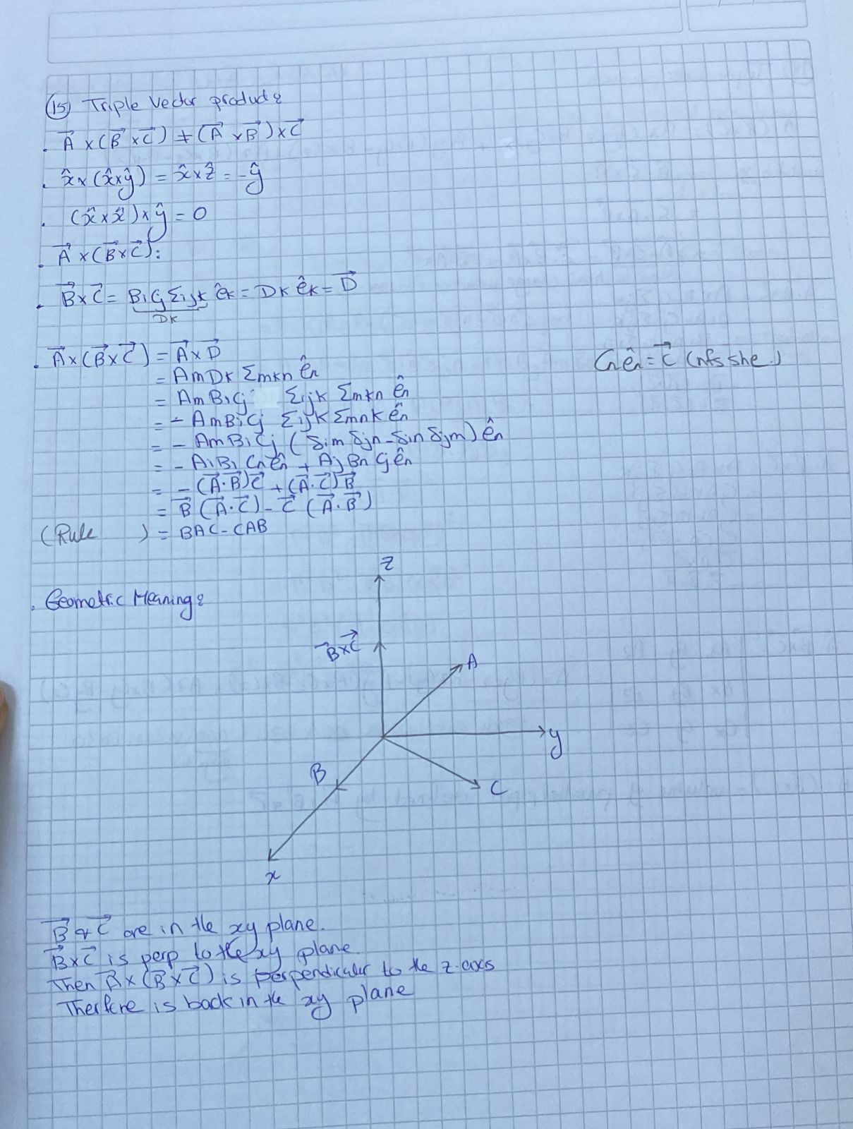 values of A . Bx C and A x (Bx C) and