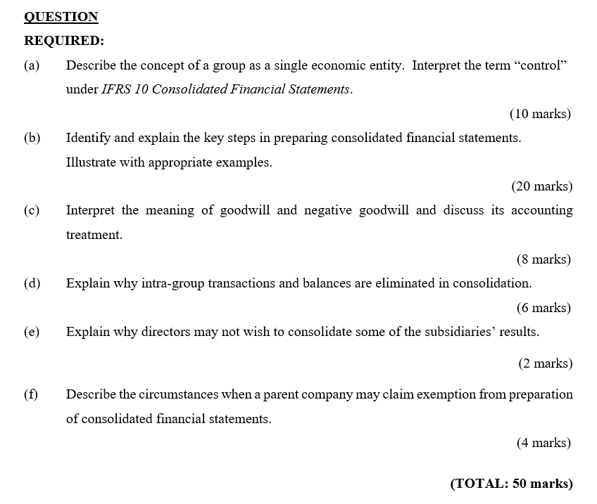  QUESTION REQUIRED: (a) (b) (C) (d) (6') (3 Describe the concept