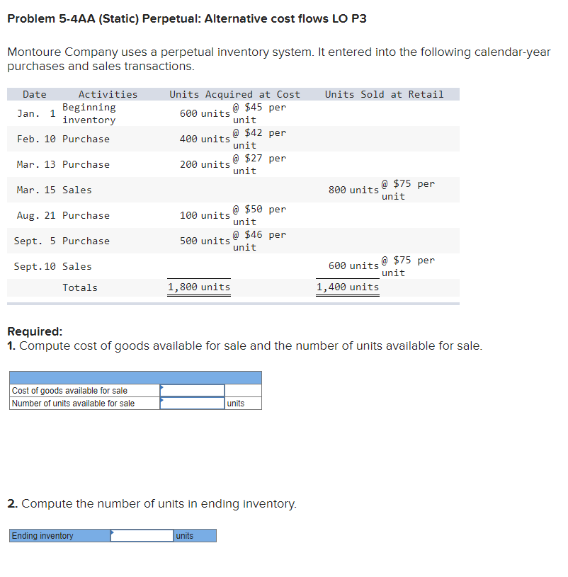 please answer the following questions Problem 5-4AA (Static) Perpetual: Alternative cost flows