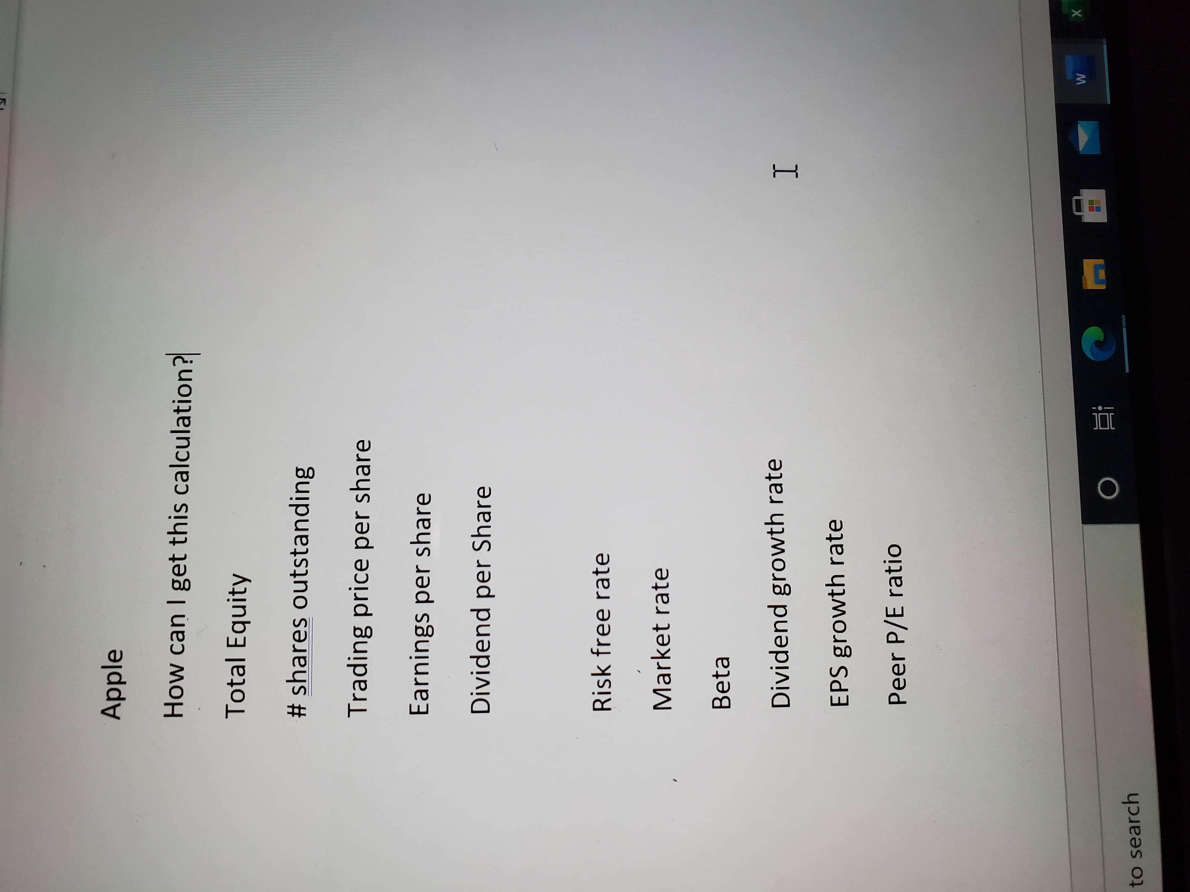 outstanding Trading price per share Earnings per share Dividend per Share Risk