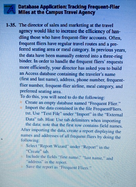 1-35. The director of sales and marketing at the travel agency would