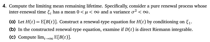 renewal process whose inter-renewal time 5, has a mean 0