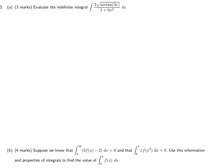 1 + 9x2 (b) (4 marks) Suppose we know that / (3f(x)