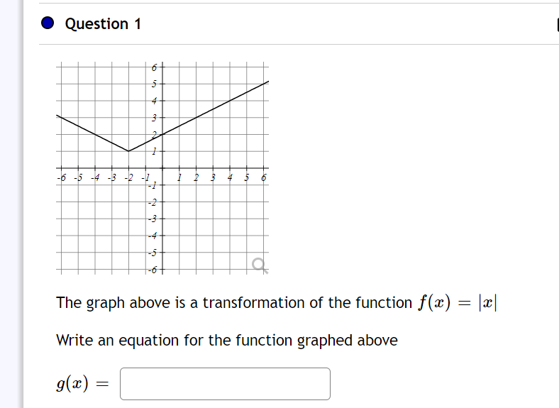  Question 1 6- -5 -4 -3 -2 The graph above is