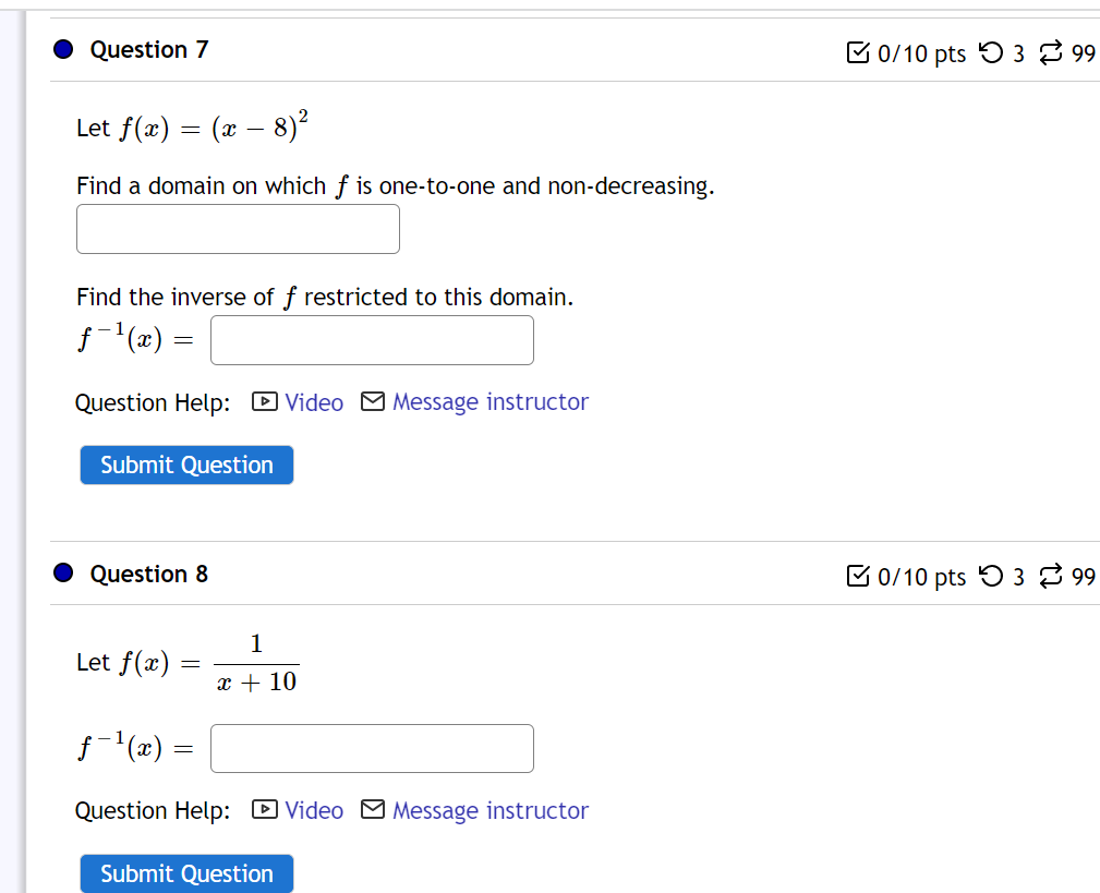 5, find f( - 5). Your answer is Question Help: Video )