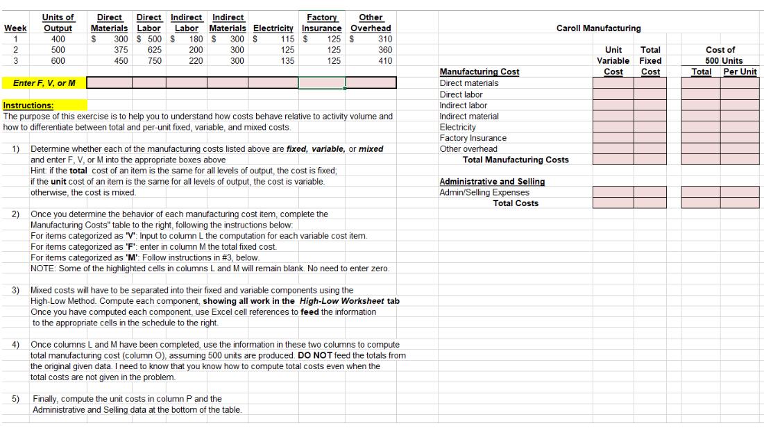Read the case and follow instructions to complete the assignment. Caroll Manufacturing