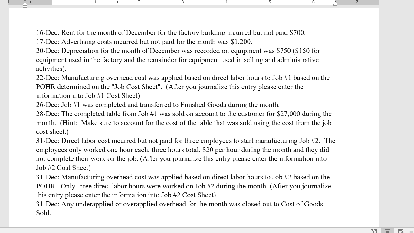 rst month of operations. The company designs and manufactures specialty tables. Each