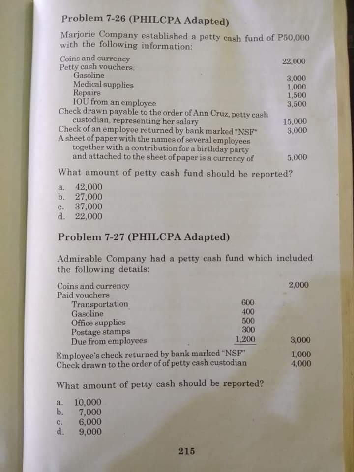 Answer the following problems with proper solution of how to get the