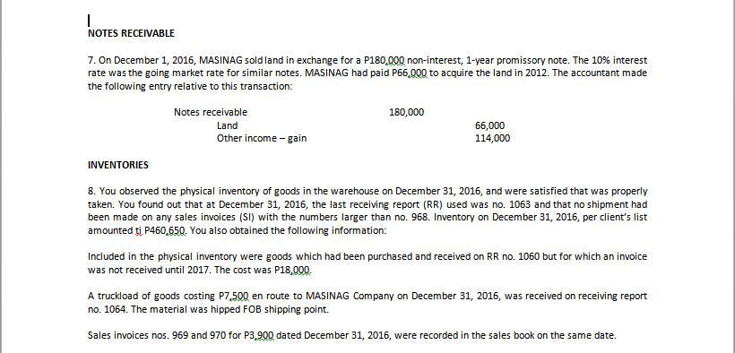 on notes receivable Accounts receivable - others 4, 800 Inventory, December 31,