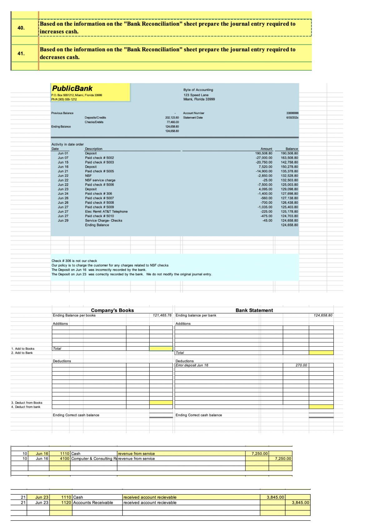 Please journalize and answer the following questions. 40. Based on the information