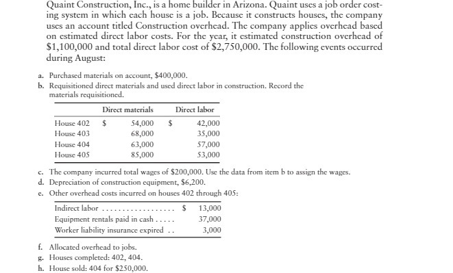 iob or ing system in which each house is a job. Because