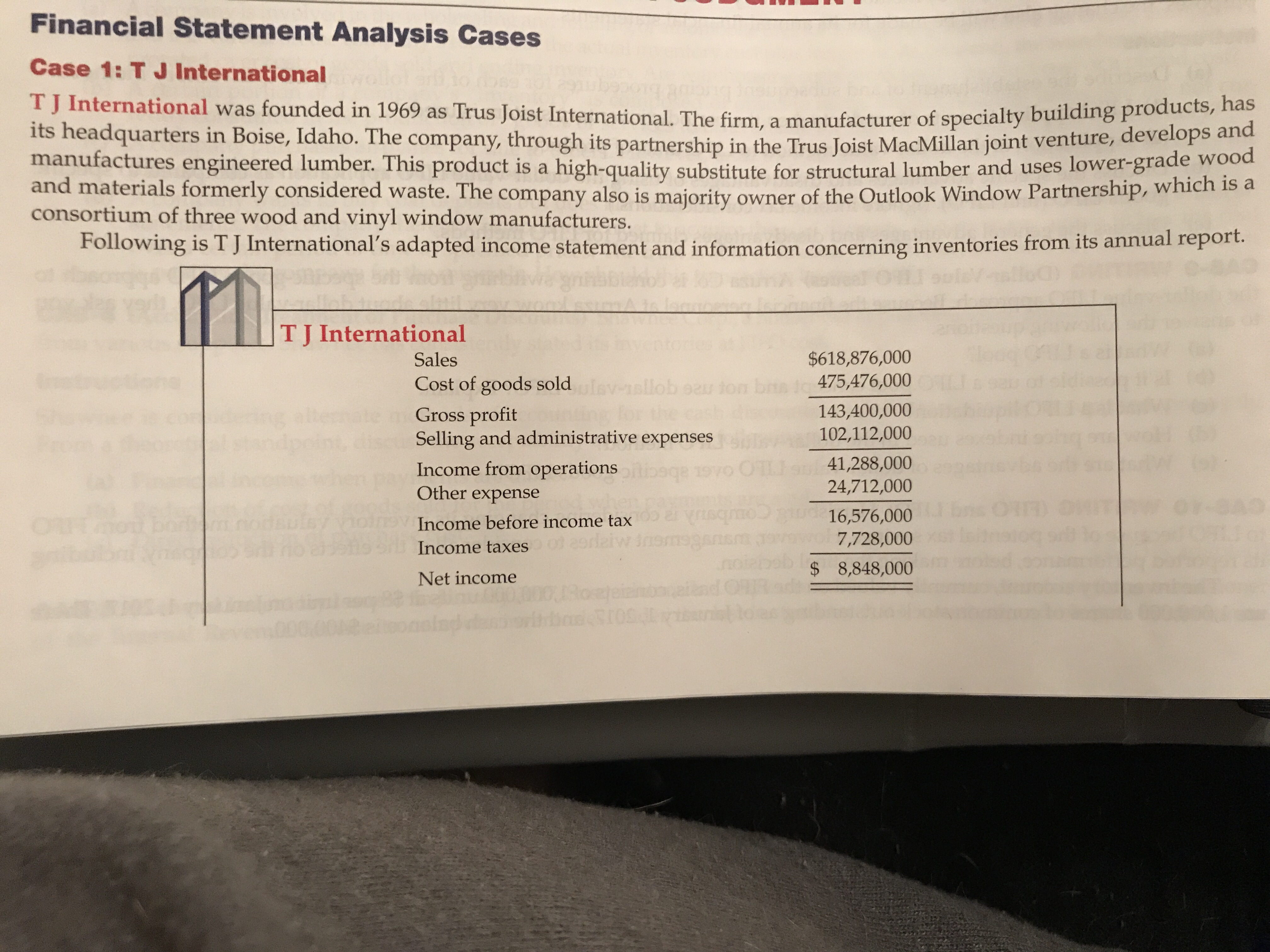 judgement" and read the financial statement analysis case listed as Case 1: