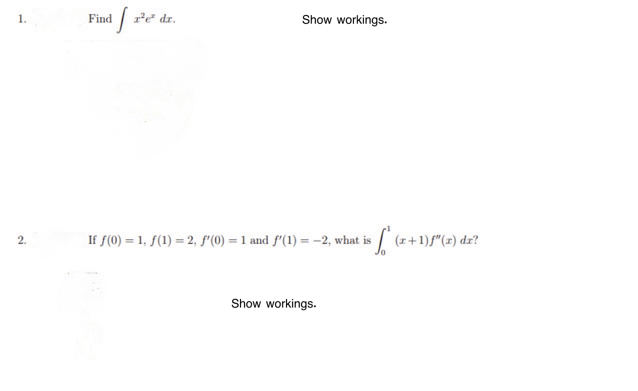 answer that is equal to / ex/?f(x) dx. Show workings. A. 20*/2