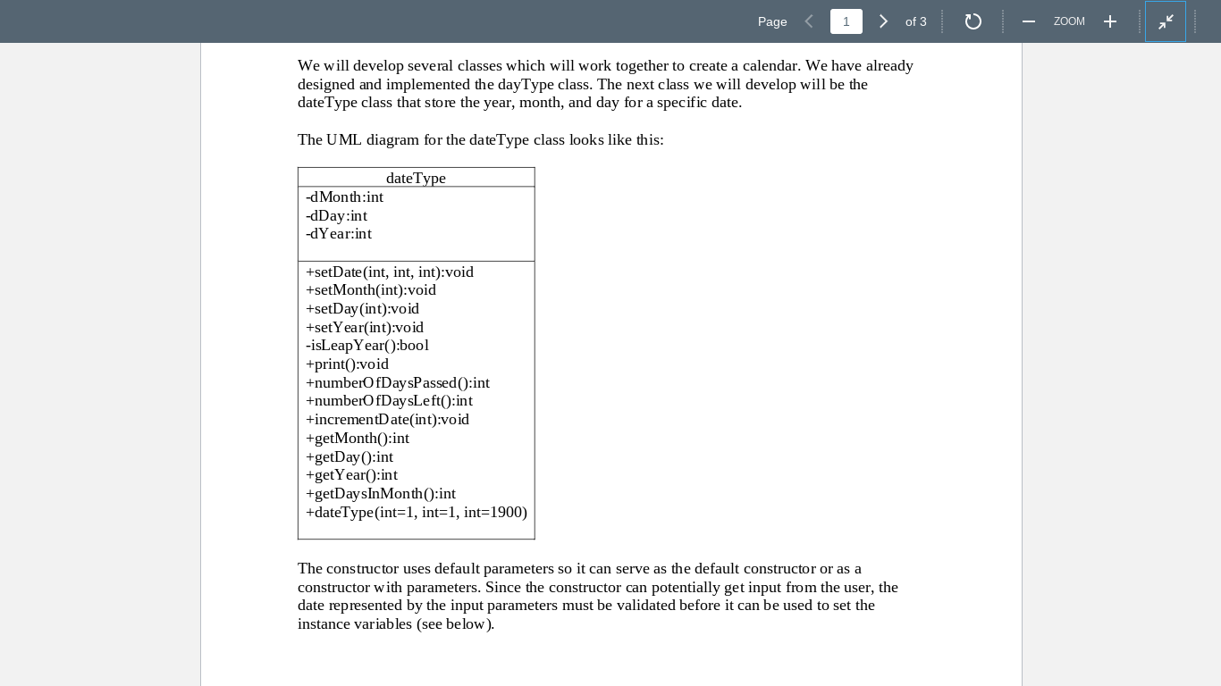 Page 1 of 3 ZOOM + dateType Class We will be working