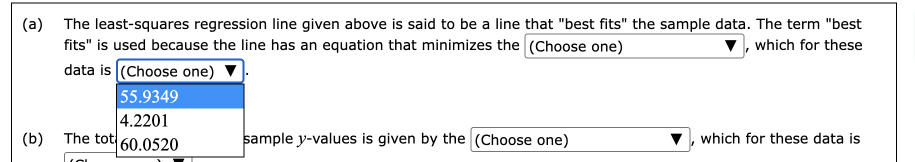regression line for the data. The equation for this line is y
