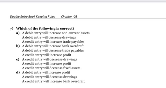 Double Entry Book Keeping Rules Chapter -03 7) Which of the