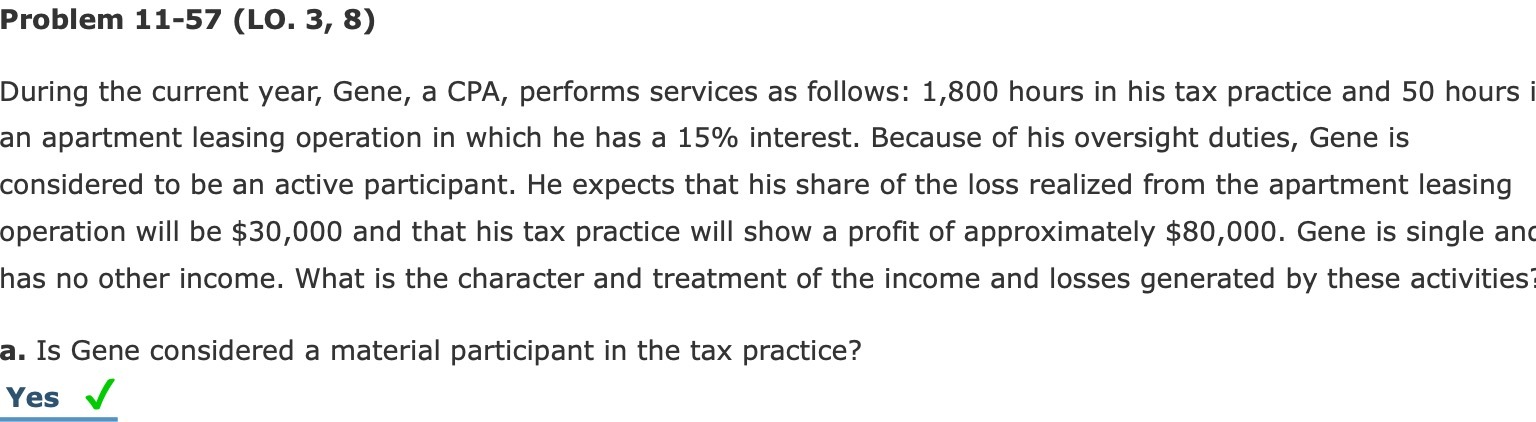 CPA, performs services as follows: 1,800 hours in his tax practice and