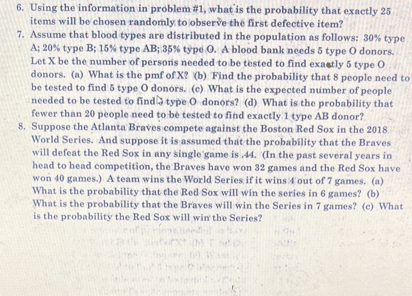  6. Using the information in problem #1, what is the probability